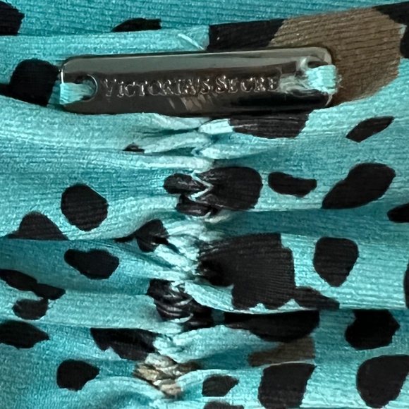 Victoria's Secret Swim Set Strappy Ruched Brazilian Blue Leopard 2 Piece S NEW - Picture 10 of 14